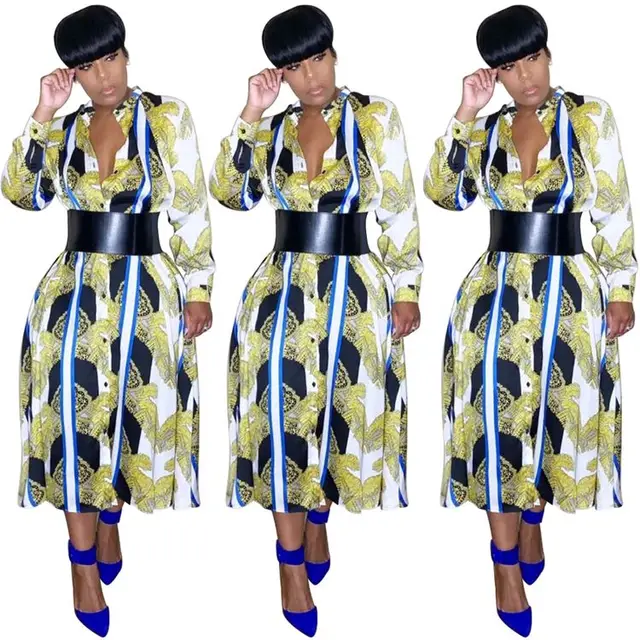 Jerica Women Button Down Shirt Dress Long Sleeve Casual Puffy Short Mini Dress with Belt