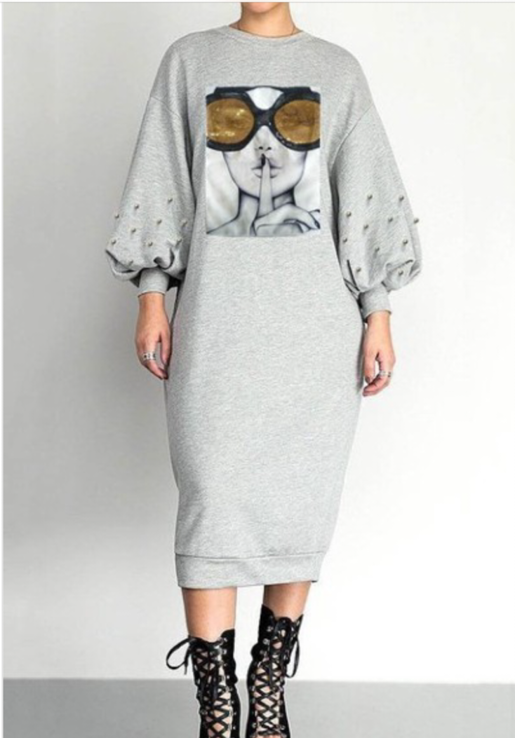 Quinn Puff Long Sleeves body shaper Dress For Women