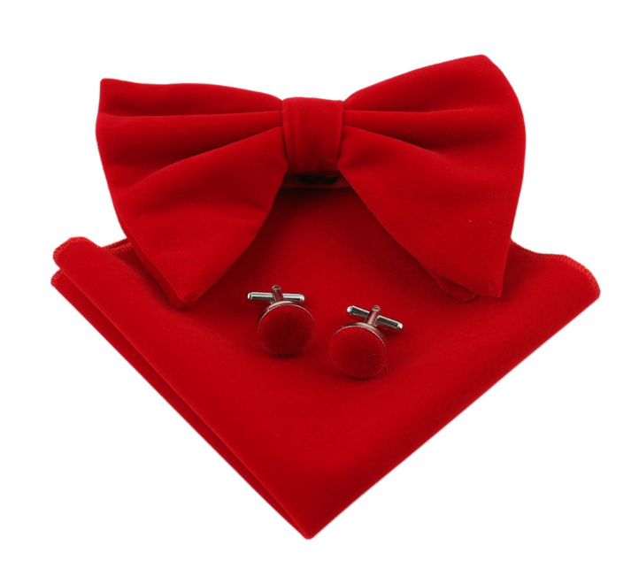 Men Bow Tie Formal Adjustable Colorful Bowties Handkerchief Cufflinks Set Wedding Party