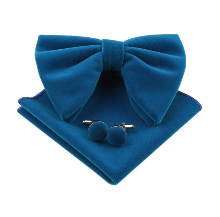 Men Bow Tie Formal Adjustable Colorful Bowties Handkerchief Cufflinks Set Wedding Party