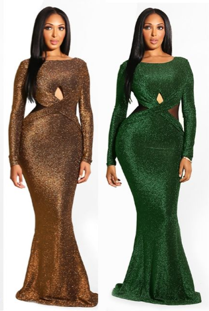 Anaïs mermaid party Long Sleeve Maxi Mermaid Dress.