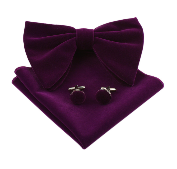 Men Bow Tie Formal Adjustable Colorful Bowties Handkerchief Cufflinks Set Wedding Party
