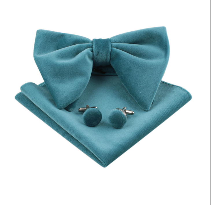 Men Bow Tie Formal Adjustable Colorful Bowties Handkerchief Cufflinks Set Wedding Party