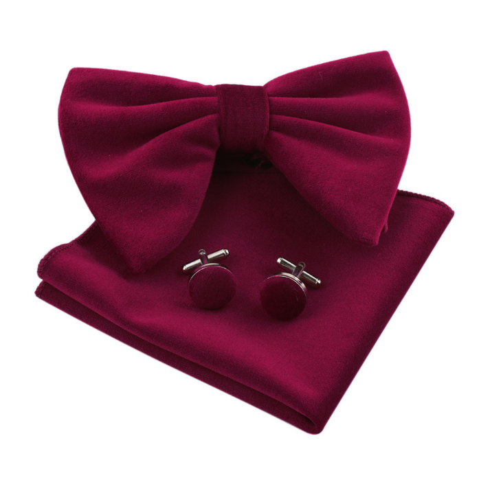 Men Bow Tie Formal Adjustable Colorful Bowties Handkerchief Cufflinks Set Wedding Party