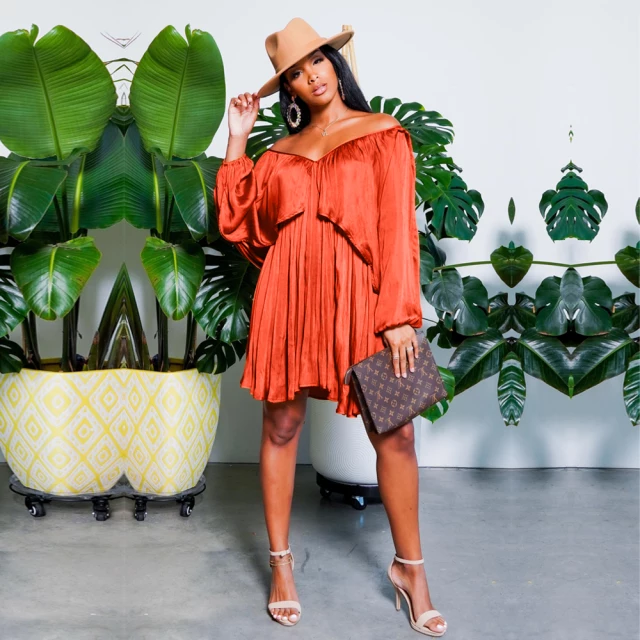 Raven Womens Romper V Neck Batwing Sleeve Casual Allover Print Outfits Loose Short One Piece Dress | Orange