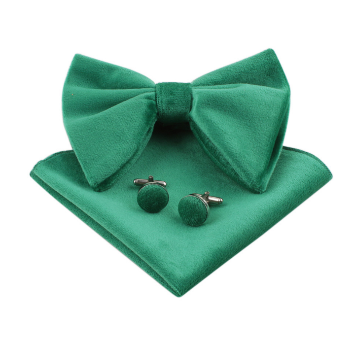 Men Bow Tie Formal Adjustable Colorful Bowties Handkerchief Cufflinks Set Wedding Party