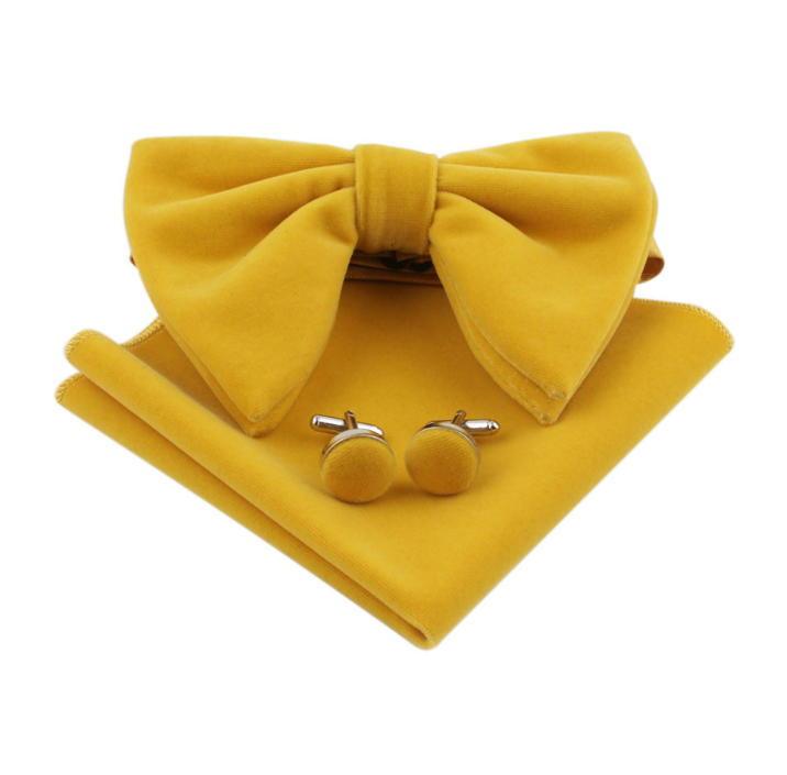 Men Bow Tie Formal Adjustable Colorful Bowties Handkerchief Cufflinks Set Wedding Party