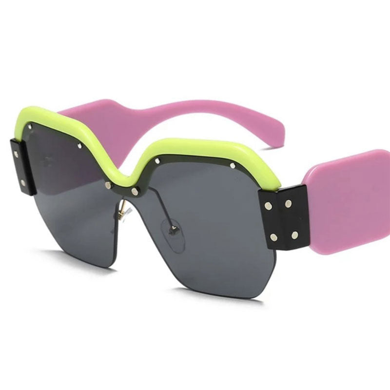 Rimless Trendy Square Oversized Sunglasses Womens