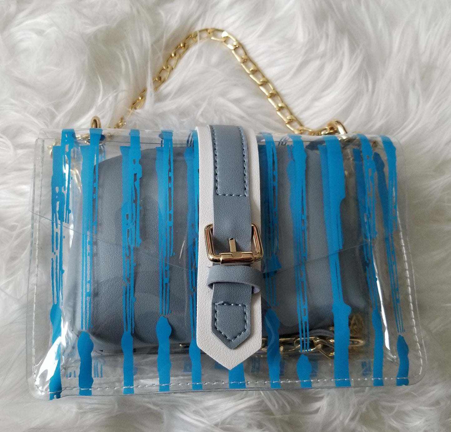Pretty Clear Tote Bags with Full Stripe Shoulder Handbag with Interior Pocket