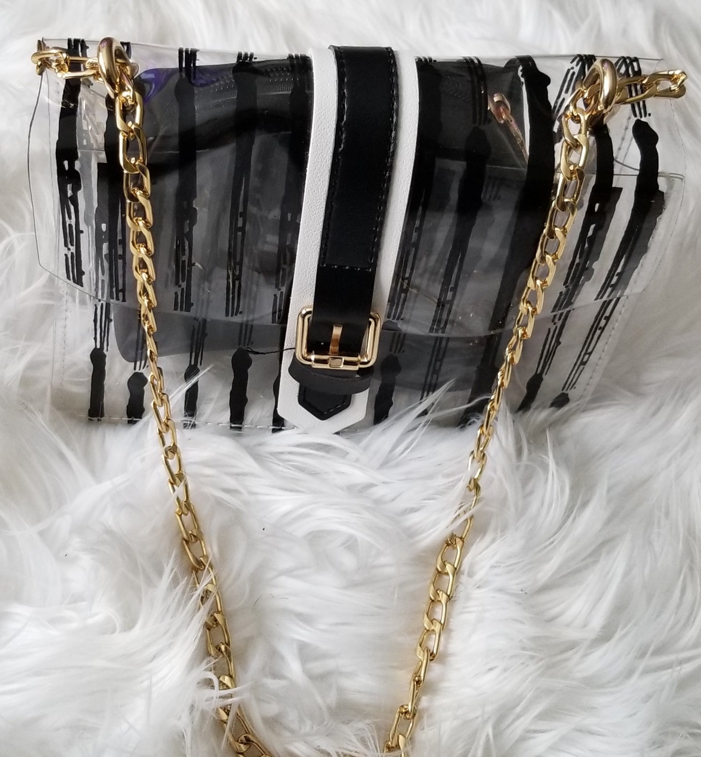 Pretty Clear Tote Bags with Full Stripe Shoulder Handbag with Interior Pocket