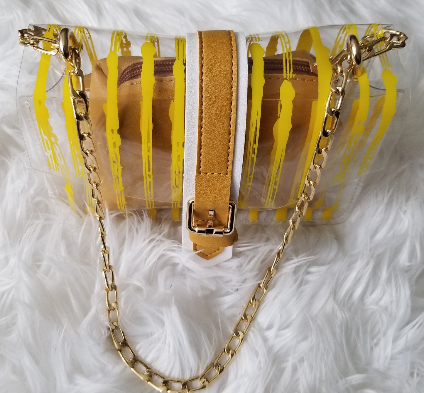 Pretty Clear Tote Bags with Full Stripe Shoulder Handbag with Interior Pocket