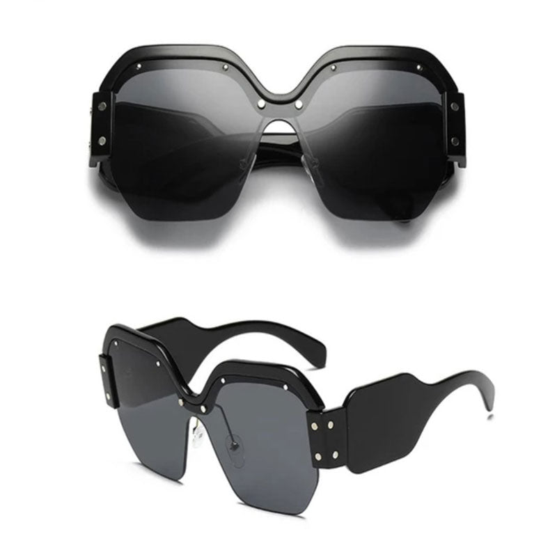 Rimless Trendy Square Oversized Sunglasses Womens