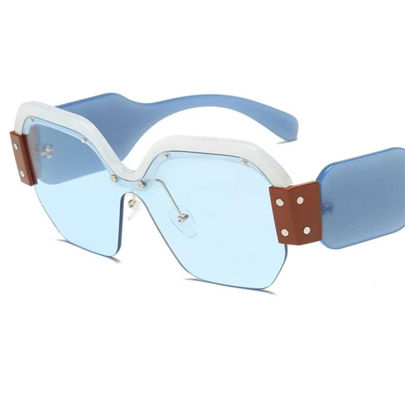 Rimless Trendy Square Oversized Sunglasses Womens