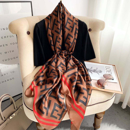 Silk Feel Long Floral Satin Scarves for Women