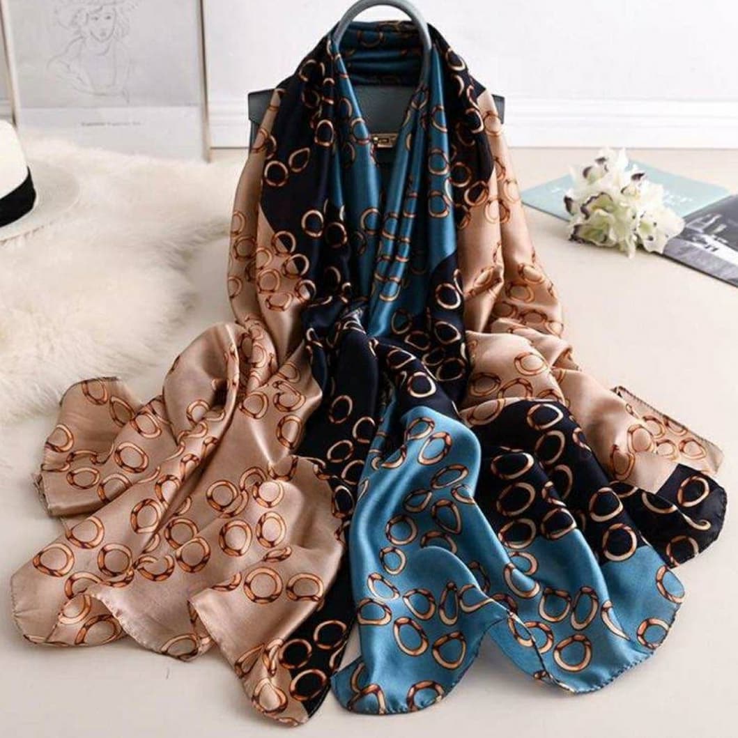Silk Feel Long Floral Satin Scarves for Women