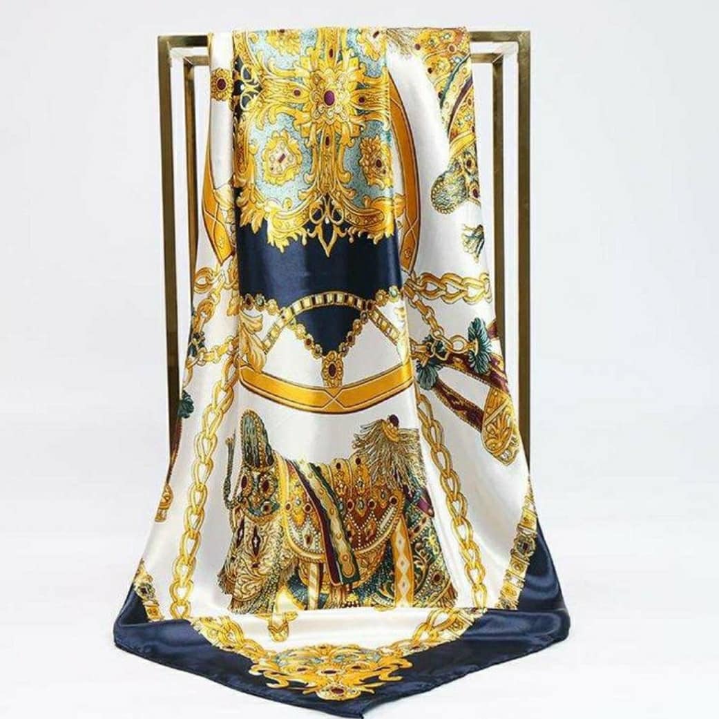 Silk Feel Long Floral Satin Scarves for Women