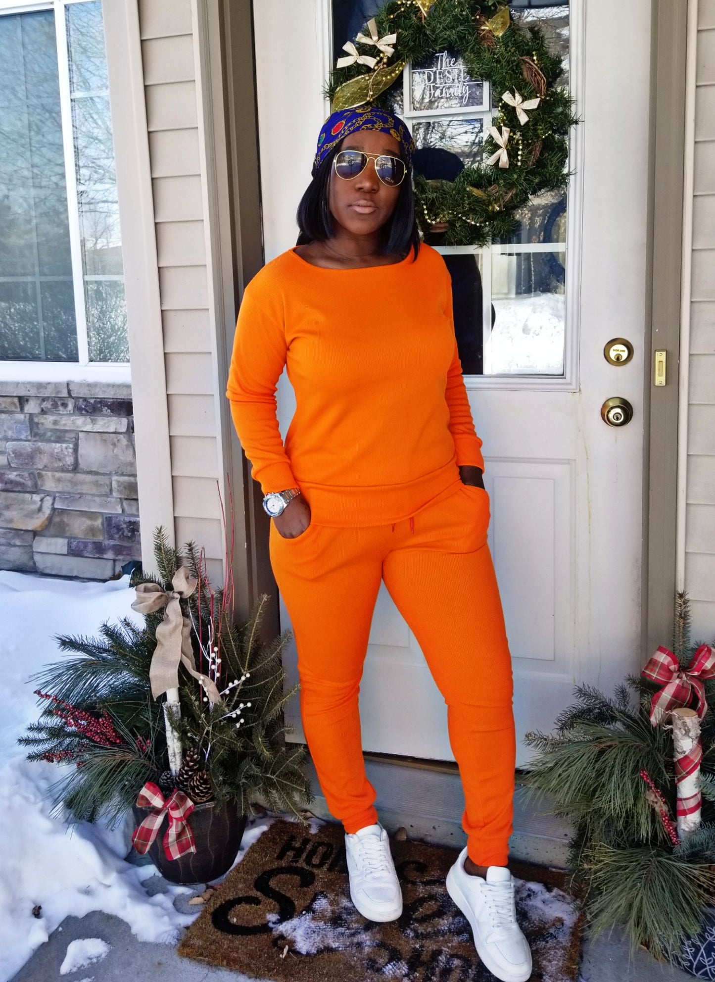 Mila Pencil Pants for Women Comfort Stretch Set |Orange