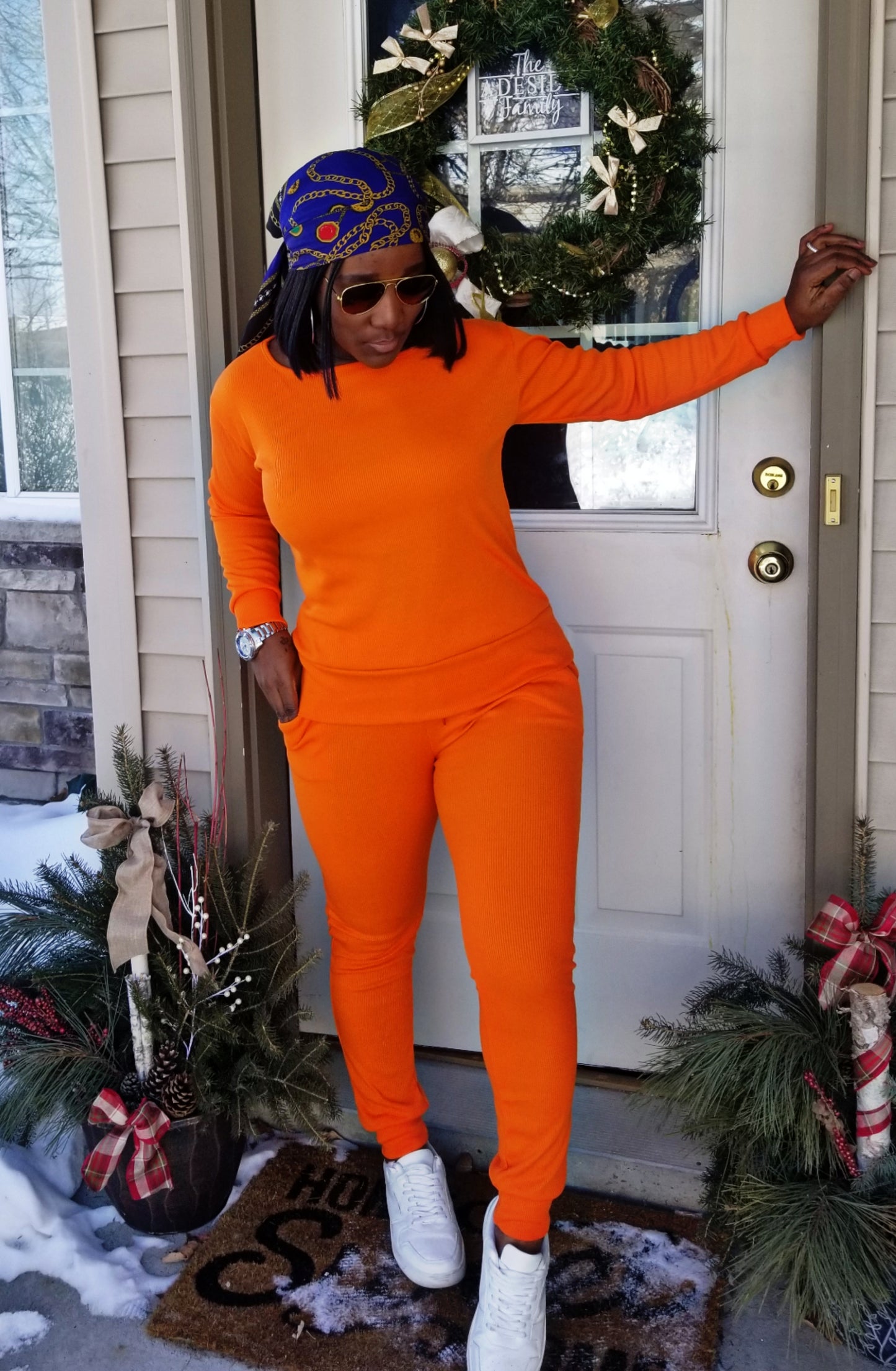 Mila Pencil Pants for Women Comfort Stretch Set |Orange