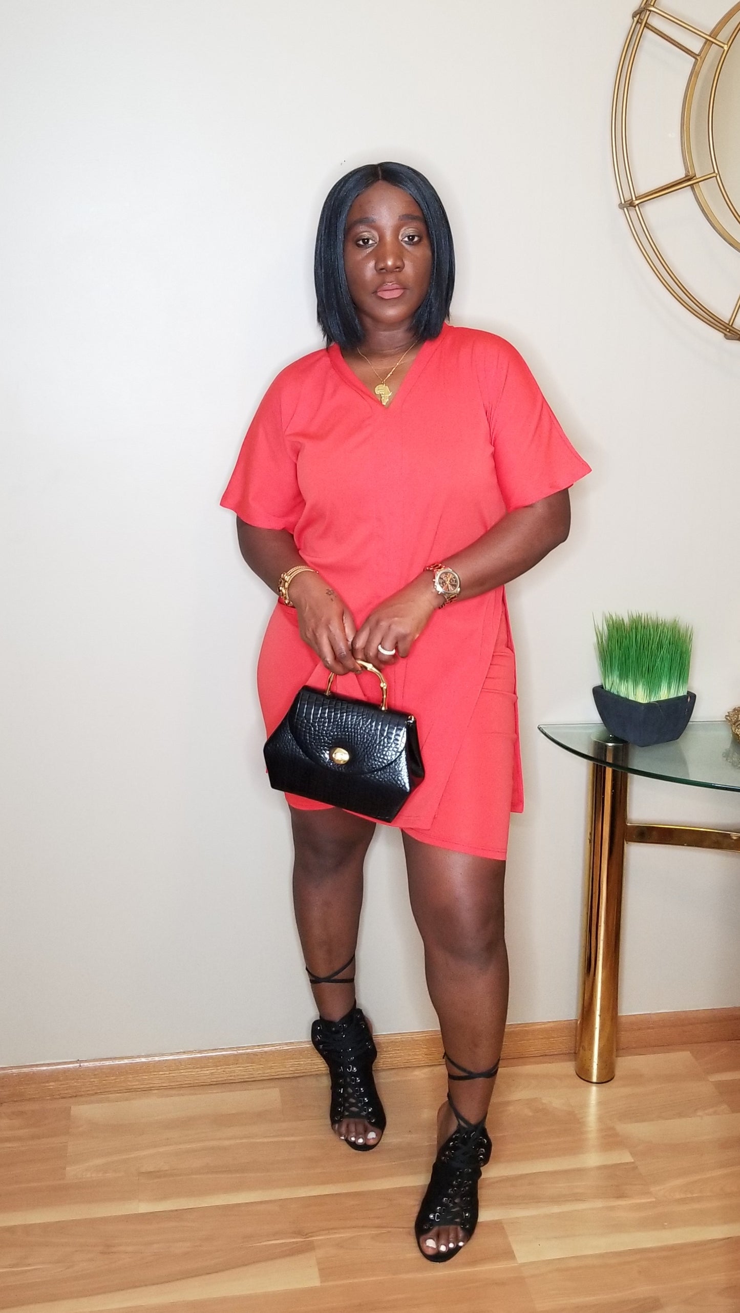 Jada 2 Piece V-neck Outfits for Women Summer Textured Crop Tops and Elastic Wasit Flowy Shorts Skort Set Two Piece Sets (Orange)