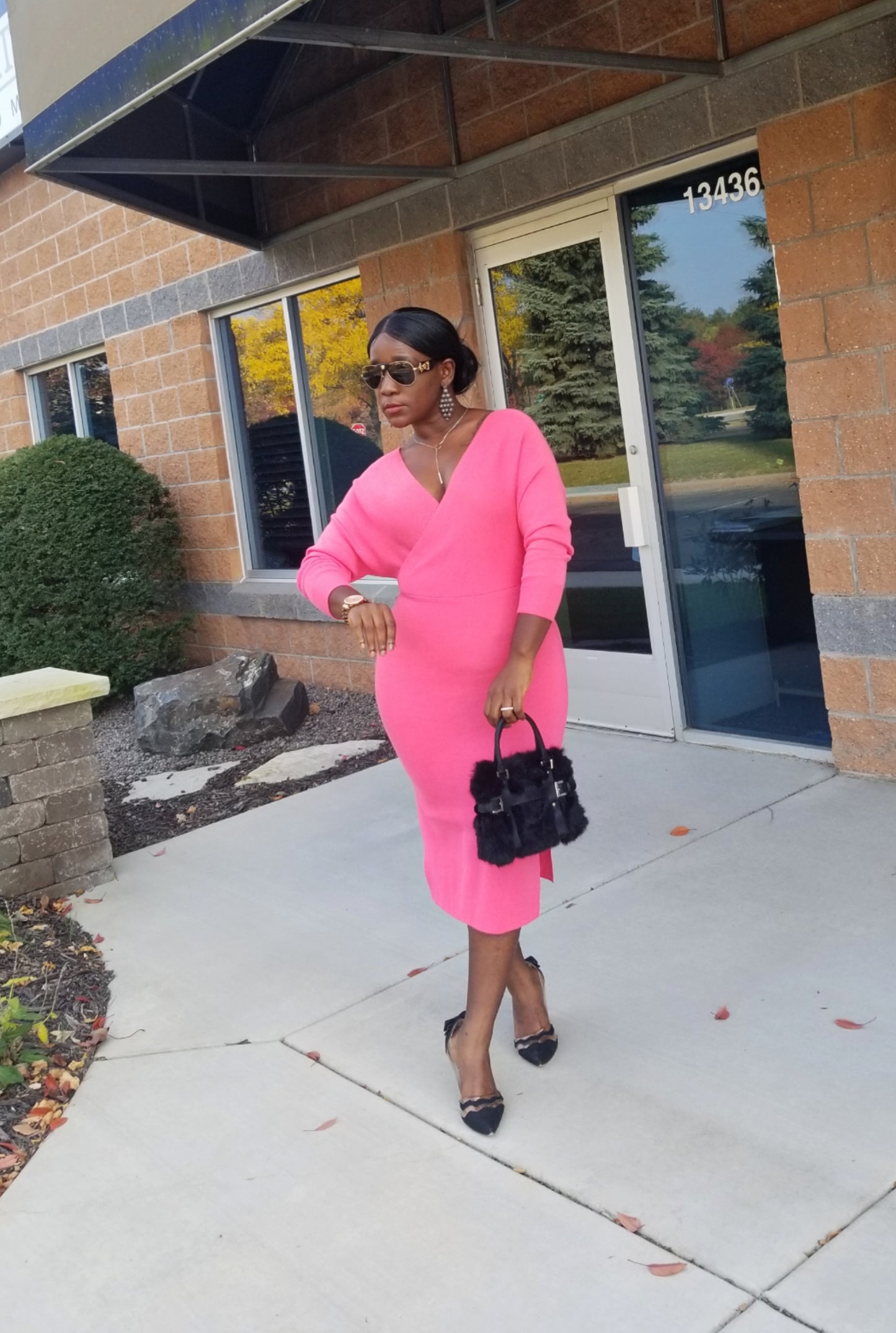 Morgan Women Short Sleeve Knitted Wrap Dress