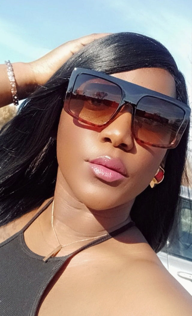 Chic Oversized Sunglasses for Women Men Big Flat Top Fashion-Evie