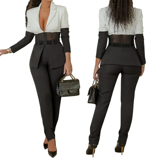 Emi Deep V-Mesh Two Piece Set