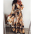 Kalani Print V Neck Maxi Dresses Front Knot Cut Out Waist Dress