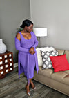 Kansey  Midi Dress With Long Sleeve Cardigan Set| Purple