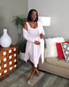 Kansey Midi Dress With Long Sleeve Cardigan Set| Pink