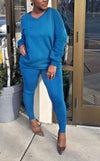 Women's 2 Piece Outfits Sweater And Pajama Set Long Sleeve Top Wide Leg Pants Loungewear