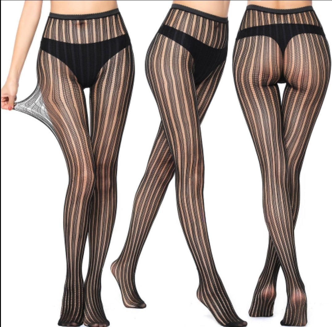 Women's Sheer Mesh Geometric Patterned Tights High Waist Footed Pantyhose Stockings