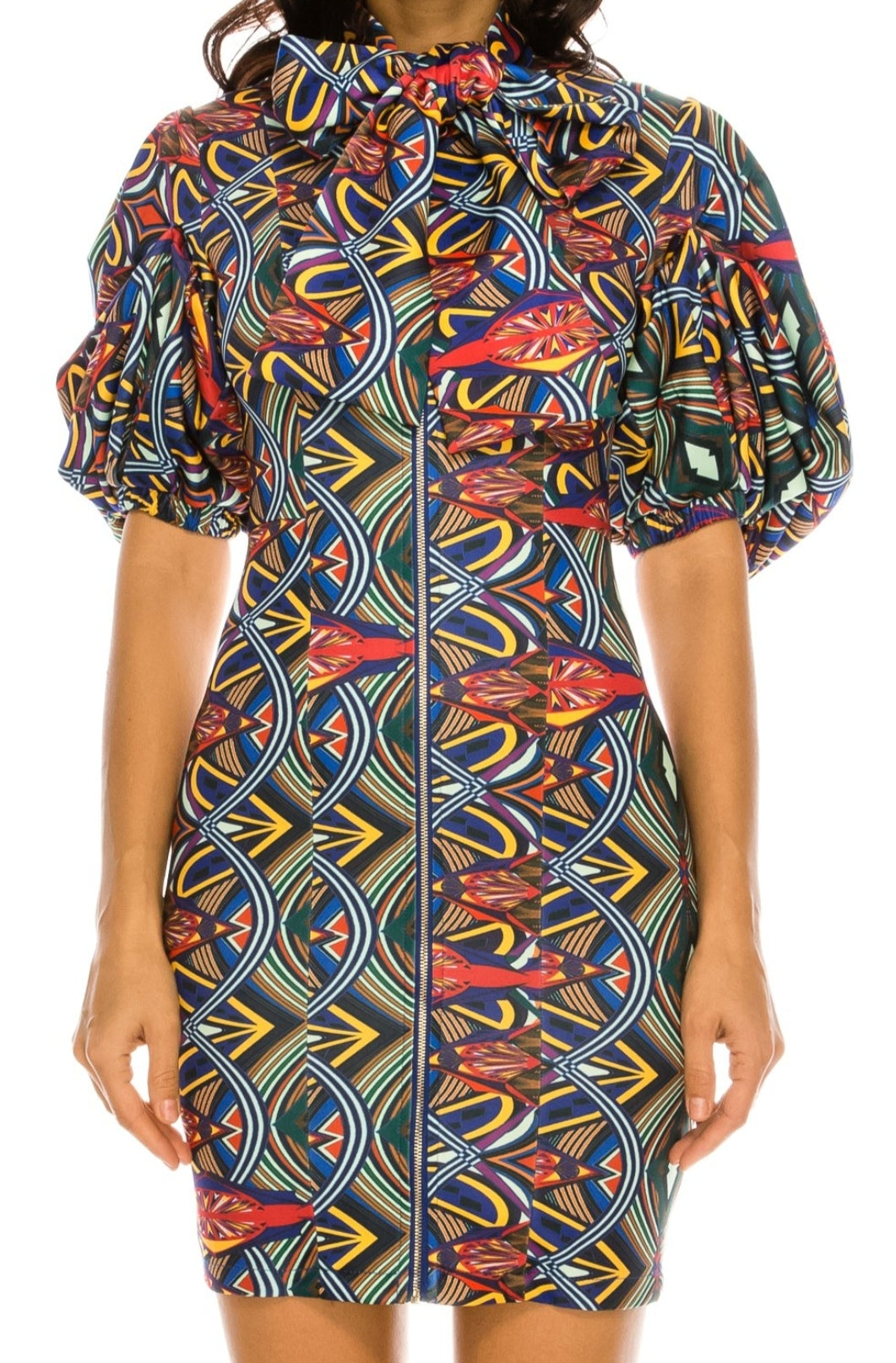 Ala Puff Sleeve Dress Mini Dress High Neck Short Tank Dresses