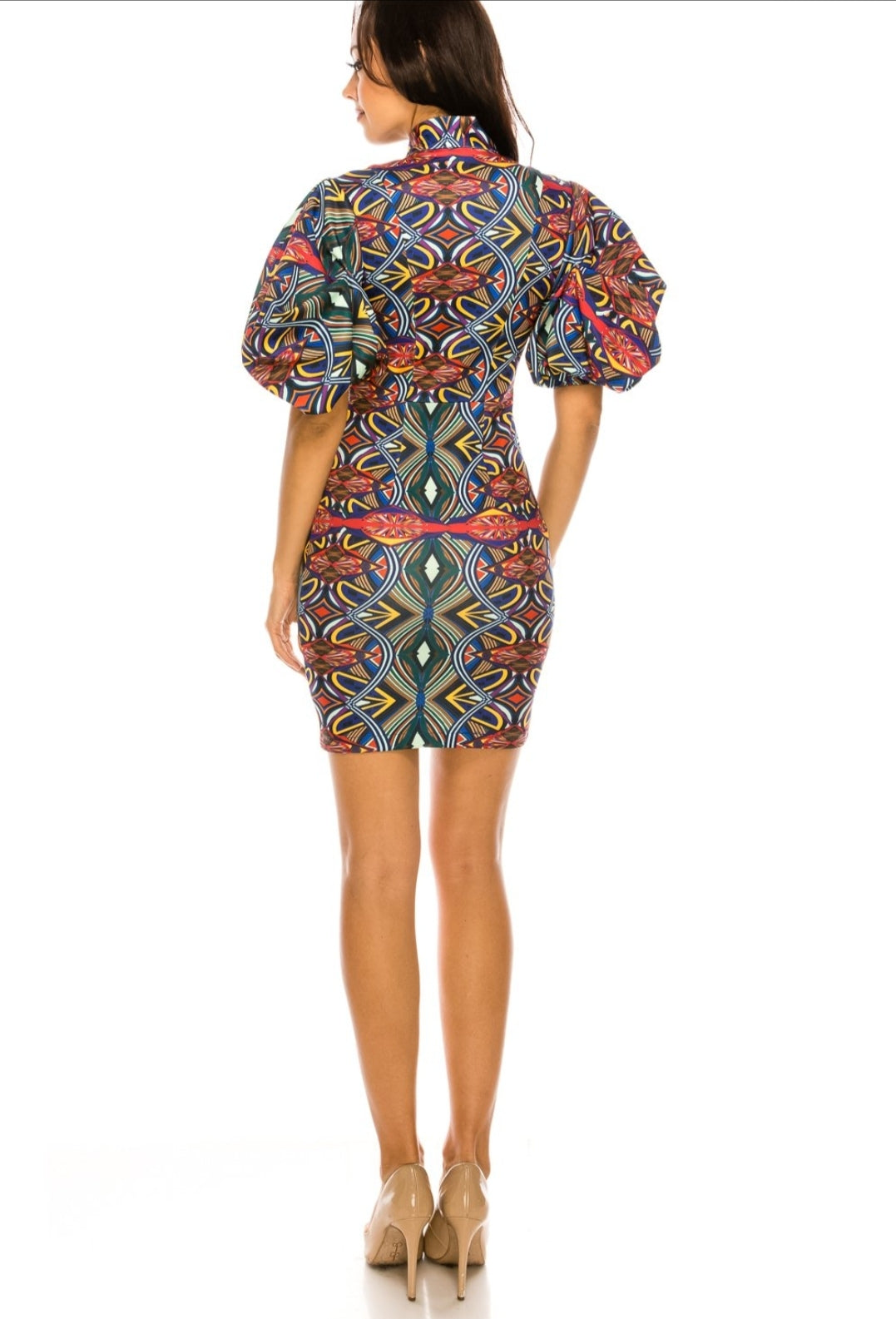 Ala Puff Sleeve Dress Mini Dress High Neck Short Tank Dresses
